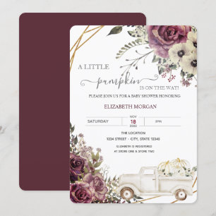 Wasserfarbe Pumpkin LKW Blume Kinderdusche Einladung