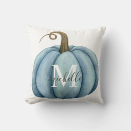 Wasserfarbe Pumpkin Mit Monogramm Boho Fall Decke Kissen