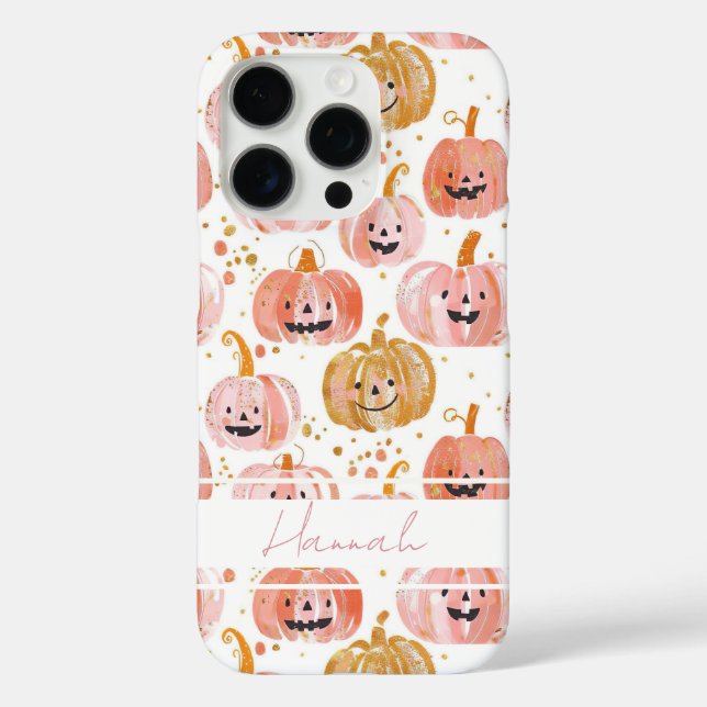 Wasserfarbe Pumpkin Muster mit Namen Case-Mate iPhone Hülle (Rückseite)