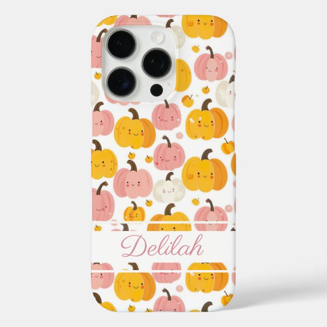 Wasserfarbe Pumpkin Muster mit Namen Case-Mate iPhone Hülle (Rückseite)