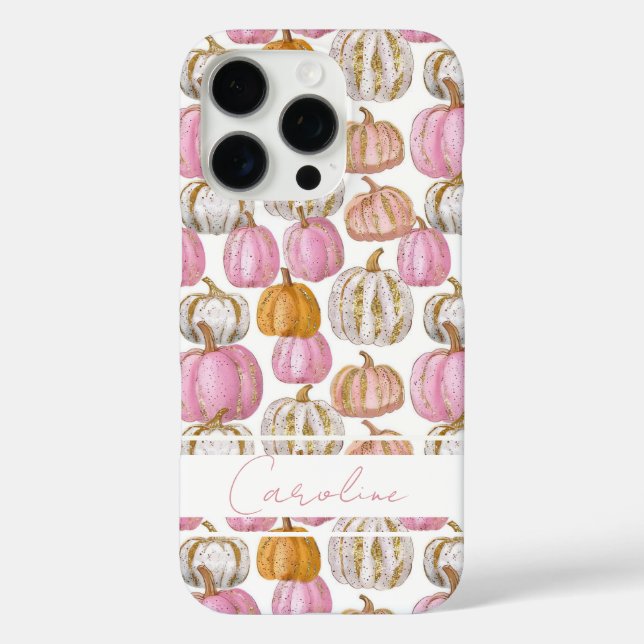 Wasserfarbe Pumpkin Muster mit Namen Case-Mate iPhone Hülle (Rückseite)