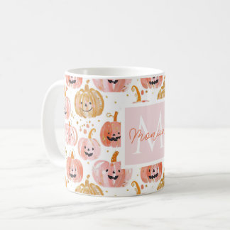 Wasserfarbe Pumpkin Muster mit Namen Kaffeetasse