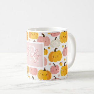 Wasserfarbe Pumpkin Muster mit Namen Kaffeetasse