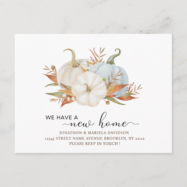 Wasserfarbe Pumpkin Neue Zuhause Moving Ankündigun Postkarte (Vorderseite)