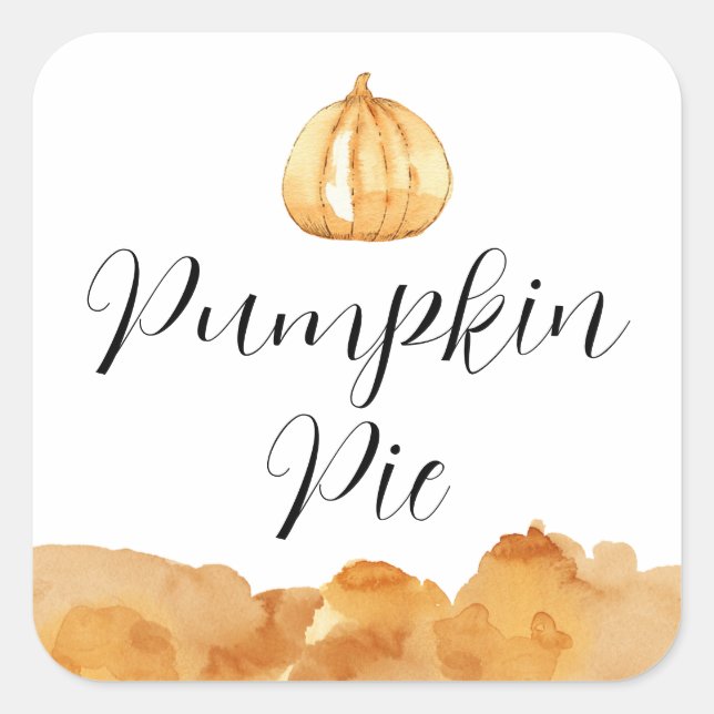 Wasserfarbe Pumpkin Pie Square Sticker (Vorderseite)