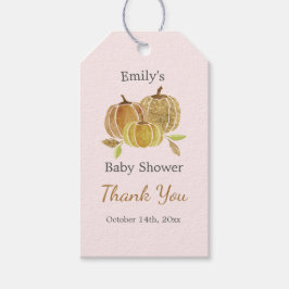 Wasserfarbe Pumpkin Pink Fall Danke Tags Geschenkanhänger