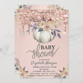 Wasserfarbe Pumpkin Rose Gold Glitzer Tropfen Einladung