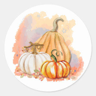 Wasserfarbe Pumpkin Trio Klassischer Rundsticker Runder Aufkleber