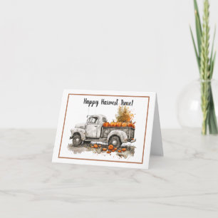 Wasserfarbe Pumpkin Truck Happy Harvest Time Card Karte