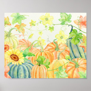 Wasserfarbe Pumpkins Poster