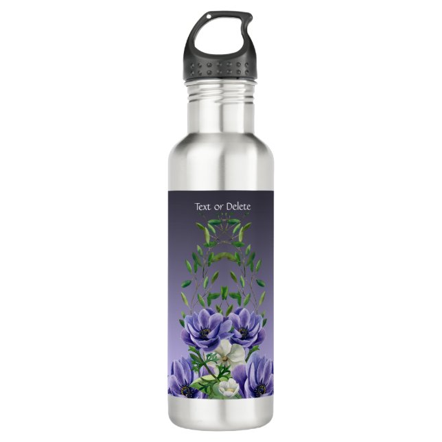 Wasserfarbe Purpur Blumen Wasser Flasche Edelstahlflasche (Vorderseite)