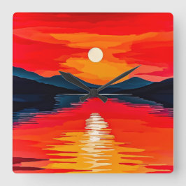 Wasserfarbe Quadratische Wanduhr