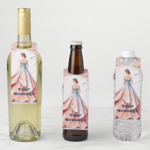Wasserfarbe Quinceanera Feier Flaschenanhänger