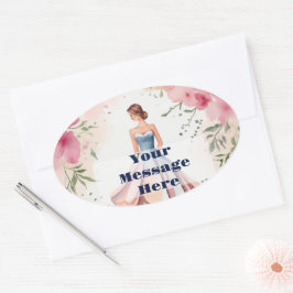 Wasserfarbe Quinceanera Feier Ovaler Aufkleber