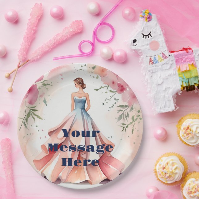 Wasserfarbe Quinceanera Feier Pappteller (Party)