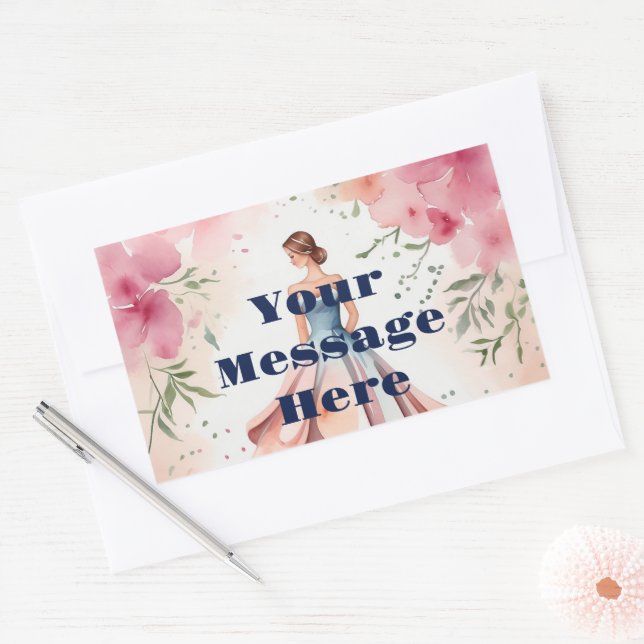 Wasserfarbe Quinceanera Feier Rechteckiger Aufkleber (Umschlag)