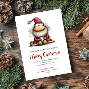 Wasserfarbe Quirky Santa Spielerei Weihnachtsgruß Feiertagskarte