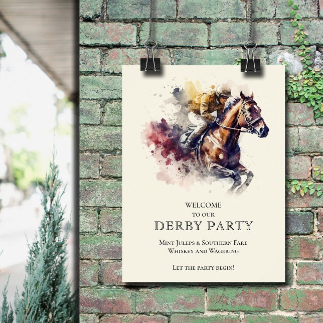Wasserfarbe Racehorse Derby Willkommen Poster (Watercolor Racehorse Derby Welcome Poster)