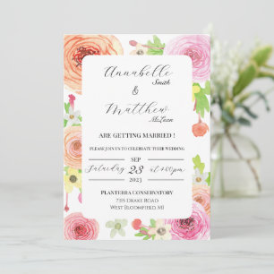 Wasserfarbe Ranunculus Blume Hochzeit Einladung