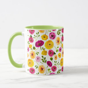Wasserfarbe Ranunculus Persische Buttercups Garten Tasse