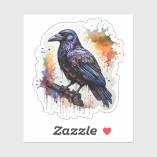 Wasserfarbe Raven Aufkleber