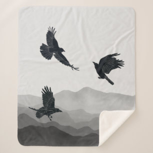 Wasserfarbe Ravens Crows Black Birds Wildlife Sherpadecke
