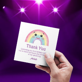 Wasserfarbe Regenbogen danke Mädchen 1. Geburtstag Mitteilungskarte