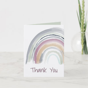 Wasserfarbe Regenbogen in grün, rosa, Koralle Dank Karte