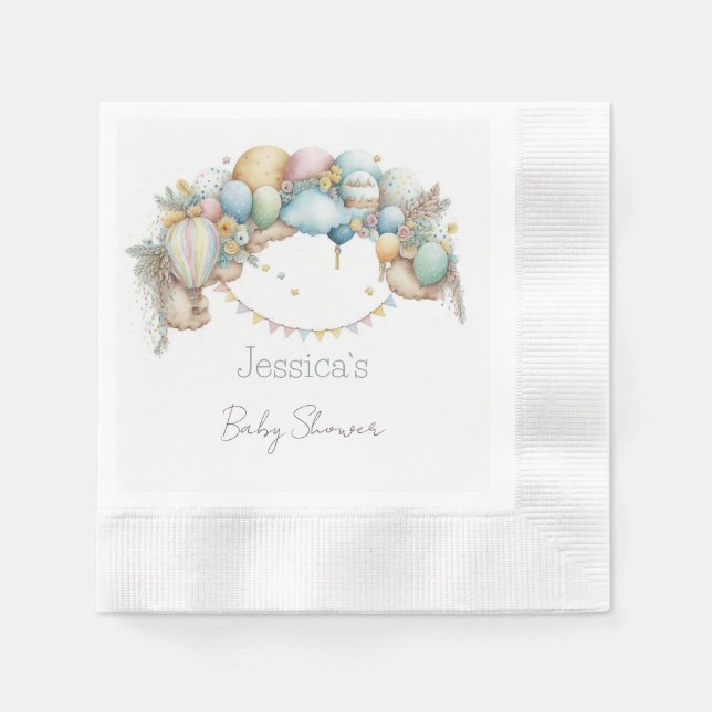 Wasserfarbe Regenbogen Luft Ballon Babydusche Serviette (Vorderseite)