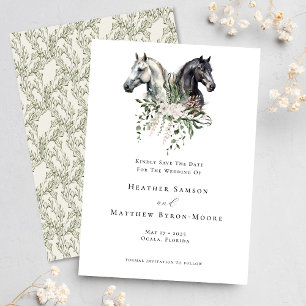 Wasserfarbe Reittiere Hochzeit Save The Date
