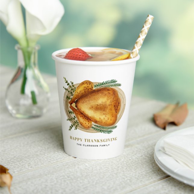 Wasserfarbe Roasted Türkei glücklich Thanksgiving Pappbecher (In Situ)