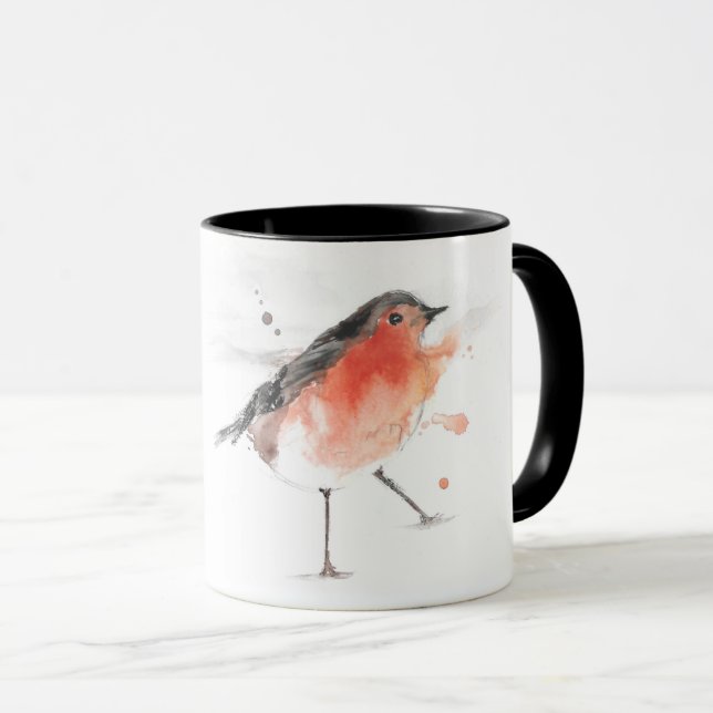 Wasserfarbe Robin Bird Tasse (VorderseiteRechts)