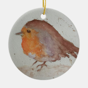 Wasserfarbe Robin Keramik Ornament