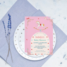 Wasserfarbe Rocking Pferd Pink Baby Dusche