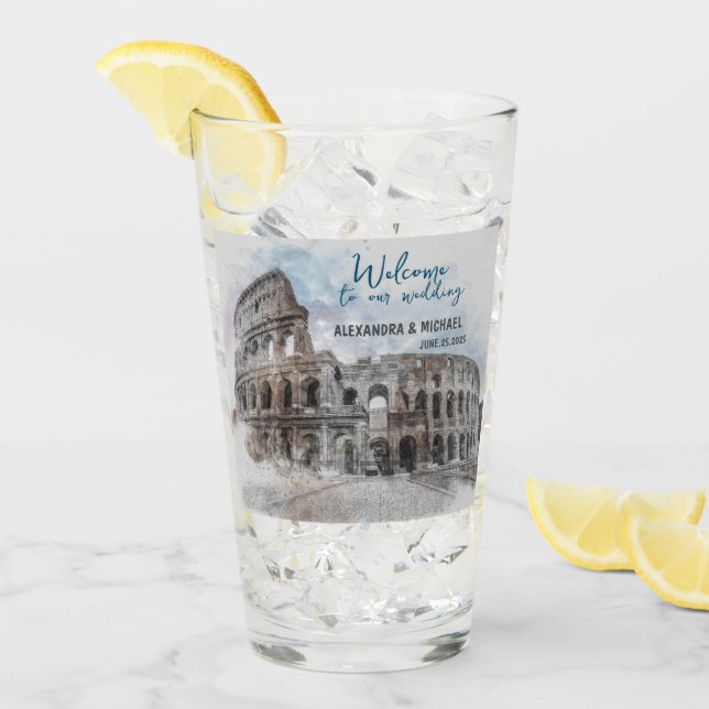 Wasserfarbe Rom, Italien Glas (Vorderseite Ice)