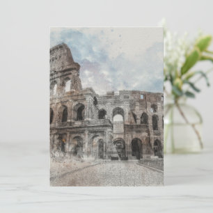 Wasserfarbe Rom Kolosseum - Elegante Italienische  Einladung