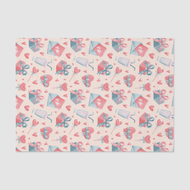 Wasserfarbe Romantische Liebe Muster Valentinstag Seidenpapier (Vorderseite)