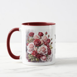 Wasserfarbe Romantische Niedliche Rote Rose Tasse
