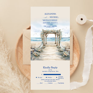 Wasserfarbe Romantische Sommerhochzeit All In One Einladung