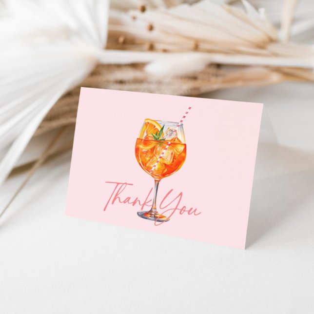 Wasserfarbe Rosa Aperol Spritz Brautparty Dankeskarte (Von Creator hochgeladen)