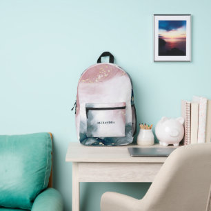 Wasserfarbe Rosa Blauer Alkohol Tinte Bedruckter Rucksack