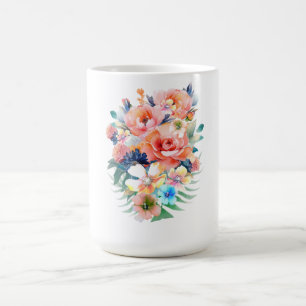 Wasserfarbe rosa Blüten Kaffeetasse