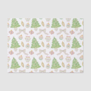 Wasserfarbe Rosa Chinoiserie Baubles Weihnachtsbau Seidenpapier