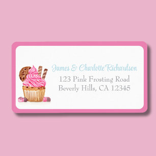 Wasserfarbe Rosa Cupcake mit Chocolate Return Adre Adressaufkleber