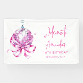 Wasserfarbe Rosa Disco Coquette Sweet 16 Birthday Banner