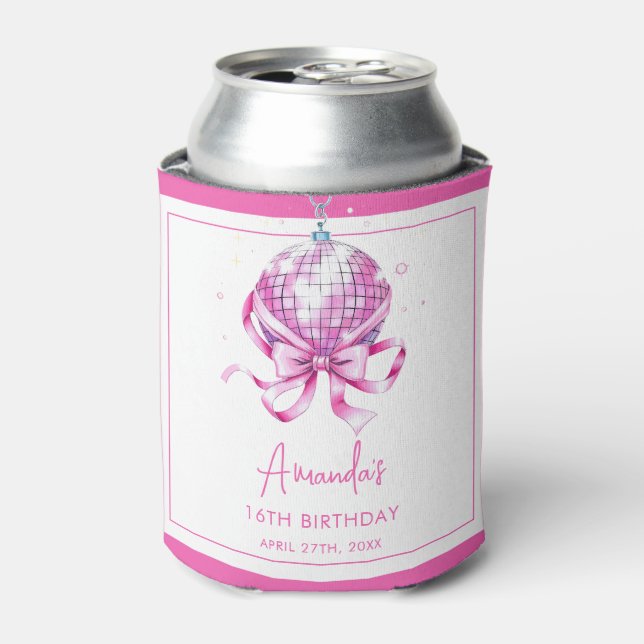 Wasserfarbe Rosa Disco Coquette Sweet 16 Birthday Dosenkühler (Kanne Vorderseite)