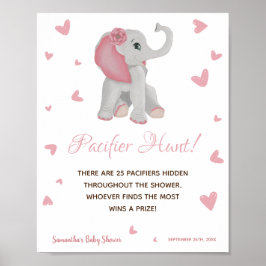 Wasserfarbe Rosa Elephant Girl Baby Duschzeichen Poster