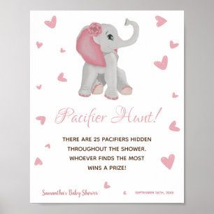 Wasserfarbe Rosa Elephant Girl Baby Duschzeichen Poster