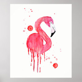 Wasserfarbe Rosa Flamingo Poster