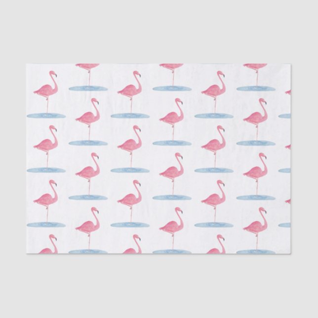 Wasserfarbe Rosa Flamingo Seidenpapier (Vorderseite)